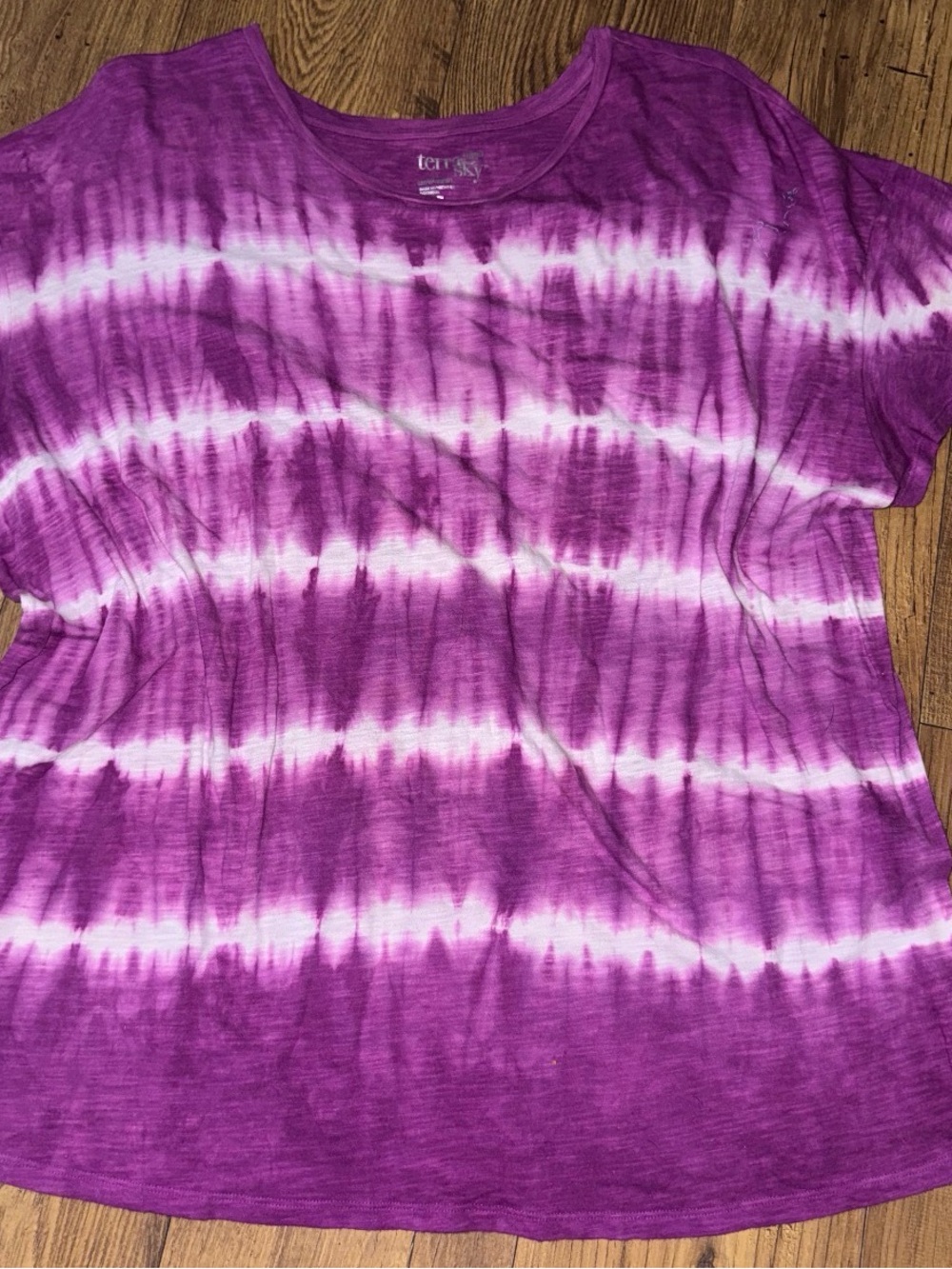 Terra Purple Tie-Dye Short Sleeve Scoop Neck Top